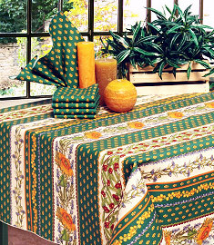 Garden green cotton tablecloth Provencal design