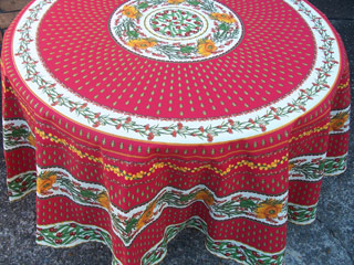 Large round provence tablecloth cotton with acrylic coating