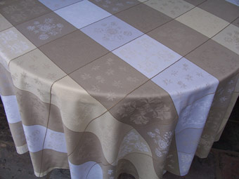180 cm 71 inches round Jacquard beige tablecloth