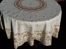 beige round cotton french tablecloth