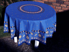 french blue round cotton tablecloth