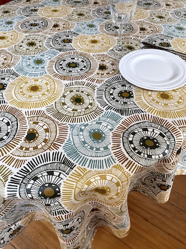 large treated tablecloth with contemporary designs
