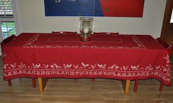Chicken and duck red tablecloth