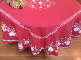 french christmas tablecloth with baubles