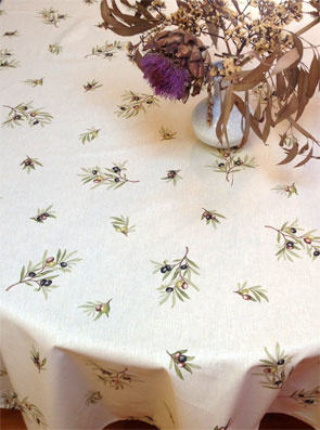Provencal oilcloth with olives designs