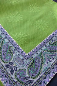 green pique fabric quilted tablecloth
