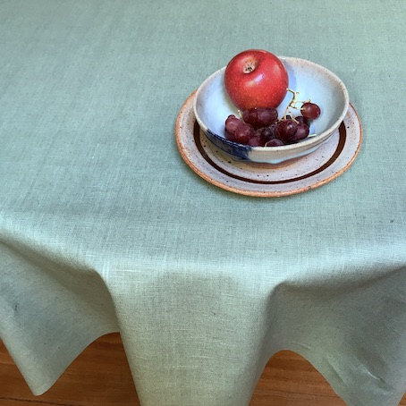 acrylic coated linen tablecloth in aqua blue colour