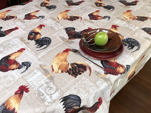 rooster designs plastic coated french tablecloths
