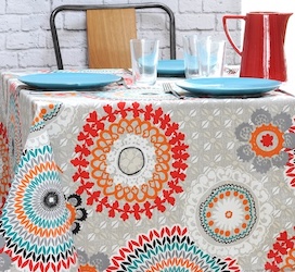 contemporary striped and vintage design tablecloths