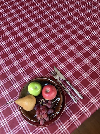 red white gingham treated french tablecloth