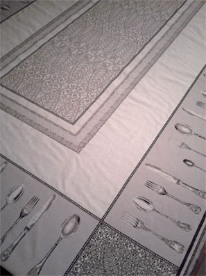 jacquard tablecloth with cutlery design