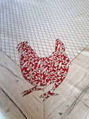 leaves design hens design tablecloth