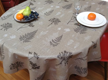 acrylic coated linen tablecloths with fern designs