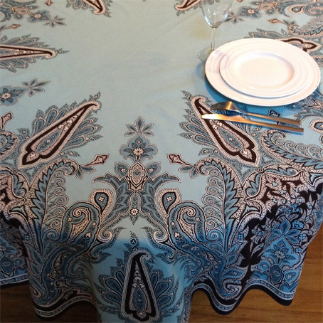 Round And Square Tablecloths Aqua Blue 180 Cm Round Cotton Tablecloth