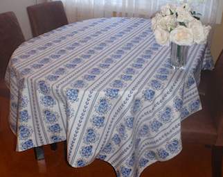 blue and white french tablecloth