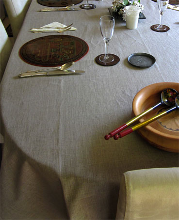 Plain French linen tablecloth