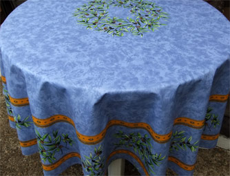 blue coated round cloth