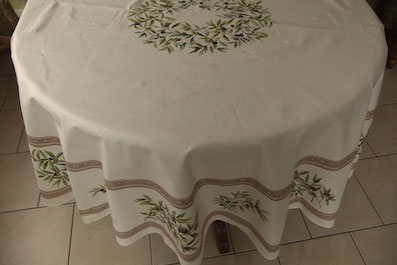 70in round coated cloth beige