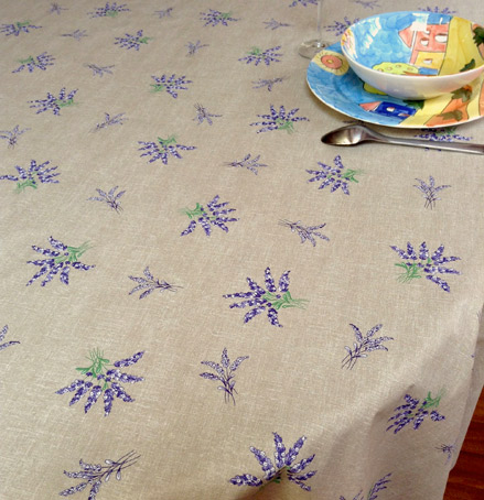 french provencal plastic coated table cover with lavender design