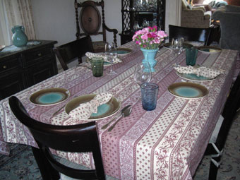 french tablecloth and serviettes