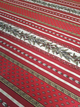 coated red tablecloth from provence