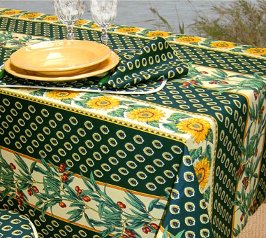 provencal fabric with olives and sunflowers