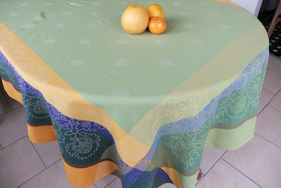 French Jacquard tablecloth green