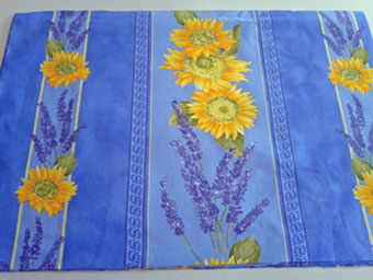 blue provence placemat with sunflower