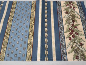 coated french placemats with olives