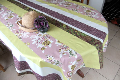 green coated tablecloth