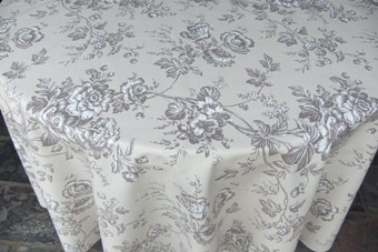 toile de jouy round tablecloth with beige design