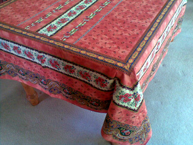 coated French tablecloth