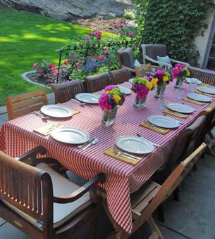 red and white check french tablecloth