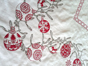 Christmas tablecloth with baubles