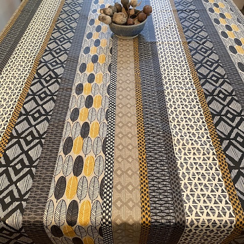 large treated tablecloth with contemporary designs