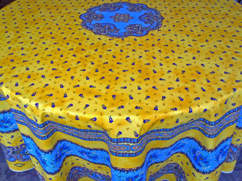yellow coated or cotton 70in round cloth