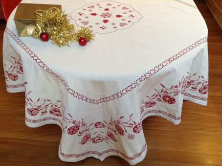 square reversible christmas tablecloth from france