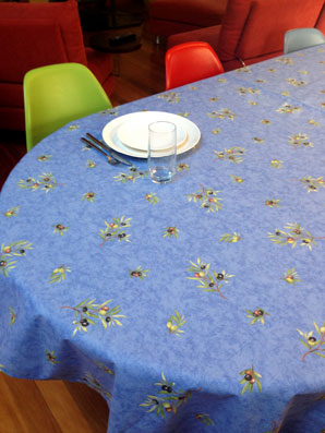 provencal coated table cloth with olives designs
