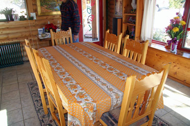 yellow tablecloth with provencal designs