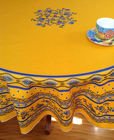 large round provencal tablelcloth with plastic coating