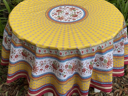 70in round treated provencal tablecloth