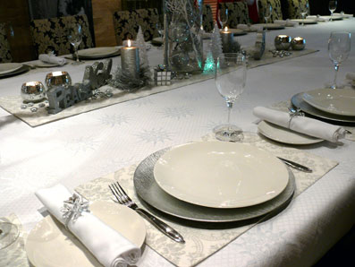 white christmas tablecloth quilted